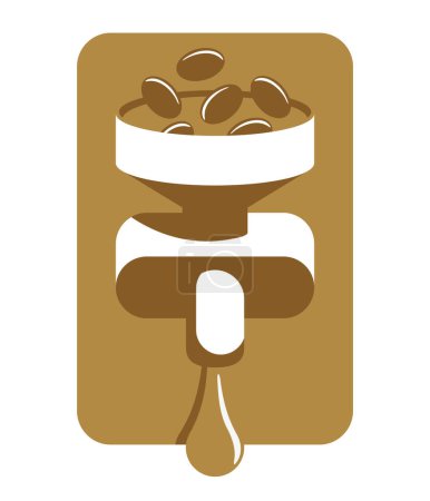 Illustration for Cold press oil extractor flat icon - oilseed processing without heat or chemicals - Royalty Free Image