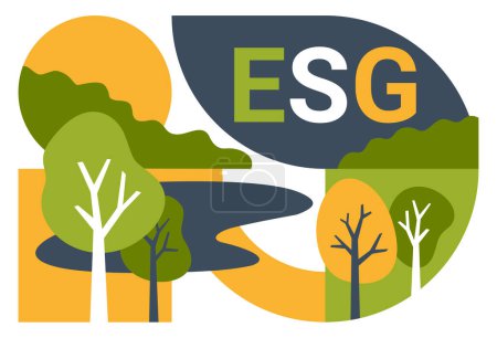 Illustration for ESG banner - Environmental, Social and Corporate governance. Collective conscientiousness for social and environmental factors - Royalty Free Image