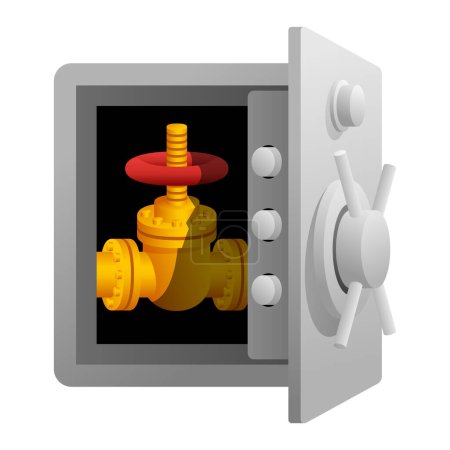 Ilustración de Válvula de gas dentro de una caja fuerte - portadores de energía como concepto principal del tesoro - Imagen libre de derechos