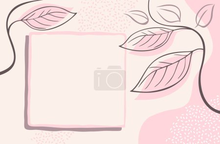 Téléchargez les illustrations : Motif floral avec des éléments de feuilles aléatoires - dessin vectoriel artistique en arrière-plan dans des couleurs neutres avec espace de copie - en licence libre de droit