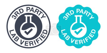 Illustration for Third-party lab verified, for purity and potency - labeling for safe products in golden medal style - Royalty Free Image