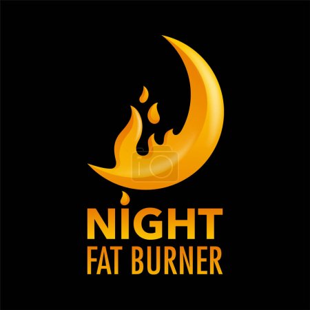Ilustración de Night Fat Burner cápsulas icono - suplemento alimenticio para bajar de peso y aumentar la energía. Ilustración vectorial sobre fondo negro - Imagen libre de derechos