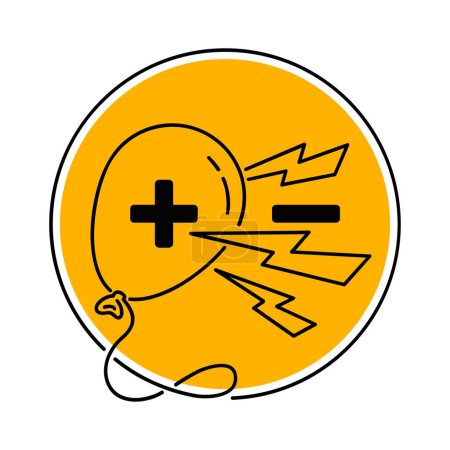 Illustration for Static electricity pictogram with air balloon - for agent to protect electronic equipment, surfaces and textiles from static electricity - Royalty Free Image