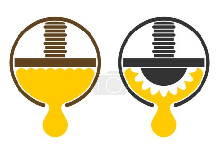 Illustration for Cold-pressed oil icon - oils made without heat or chemicals. Vector stamp for labeling of skincare and cosmetics products - Royalty Free Image