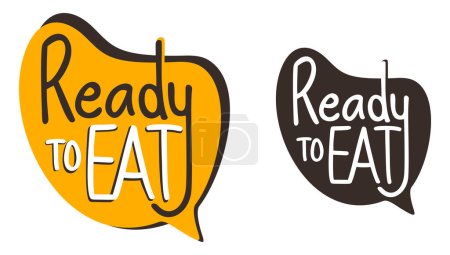 Téléchargez les illustrations : Badge calligraphique prêt-à-manger pour l'étiquetage des aliments précuits sans préparation ou cuisson préalable - en licence libre de droit