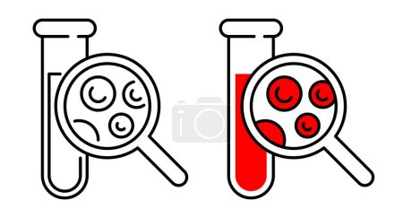 Bluttest - Vollständiges Blutbild CBC Symbol - Informationen über weiße und rote Zellen und die Konzentration von Hämoglobin und Hämatokrit. Isolierte Vektorillustration