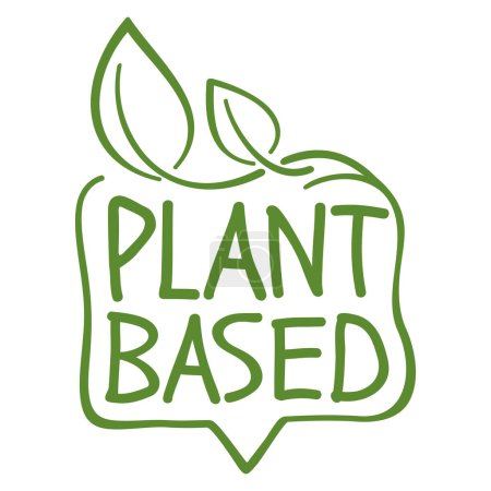 Sello caligráfico dibujado a base de plantas para el etiquetado natural de nutrientes. Ilustración ecológica de vector plano