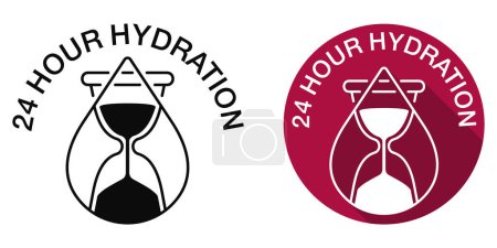 24 hour Hydration formula catchy label - anti-age and anti wrinkles cosmetics marking - water drop and hand - vector skincare icon