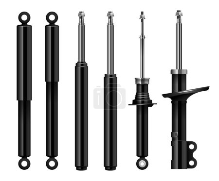 Illustration for Set of Shock Absorbers for Car Suspension - different variations - Royalty Free Image