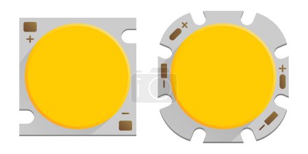 Illustration for High Power COB LED modules - Chip on board illumination device in two versions. Isolated vector icons - Royalty Free Image