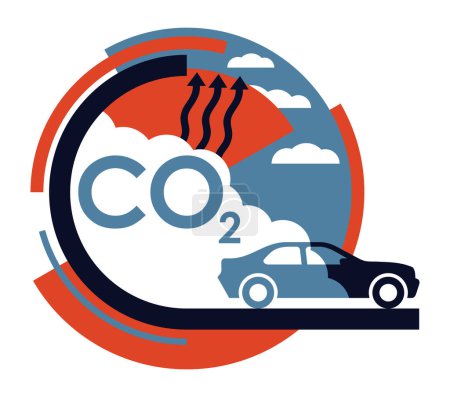 CO2 emissions of transportation - dangerous carbon dioxide air pollution of cars. Environmental footprint with greenhouse gases and global warming