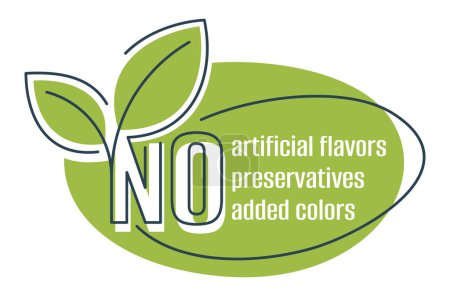 Keine Konservierungsstoffe, künstliche Aromen und keine Farbstoffe. Aufkleber für die Kennzeichnung gesunder biologischer Lebensmittel.