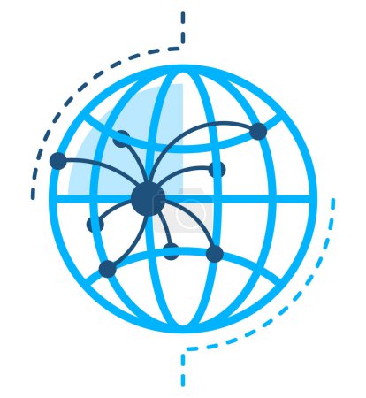 Illustration for Global sourcing strategy icon - business buys goods and services from international markets to save money by using skilled labor from low-cost countries - Royalty Free Image