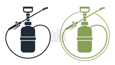 Illustration for Garden manual sprayer flat monochrome icon - hand tool equipment for gardening or agriculture. Isolated vector illustration - Royalty Free Image