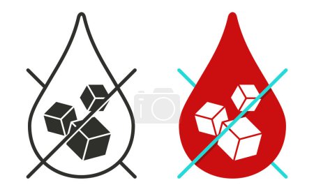 Illustration for Metformin medication for diabetes treatment and therapy - flat vector icon with blood drop and sugar cubes - Royalty Free Image
