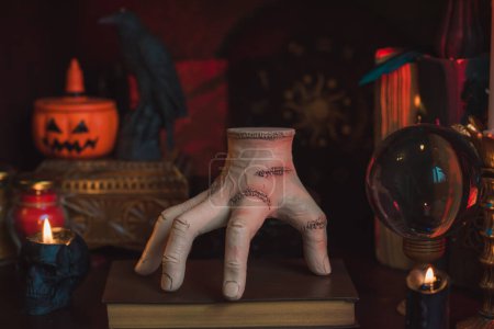 Photo for Gothic Family values, composition with a hand "thing". Home decoration for party of Halloween - Royalty Free Image