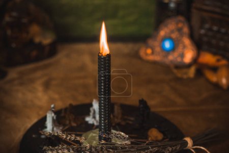 Photo for Energy healing, reiki session rite with candles, spiritual practice. Wicca magic, new world, alternative medicine of future - Royalty Free Image