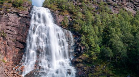 Téléchargez les photos : Une cascade au milieu d'une forêt - en image libre de droit