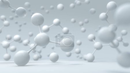 Foto de Molécula blanca o estructura atómica. Fondo científico, ilustración 3d. - Imagen libre de derechos