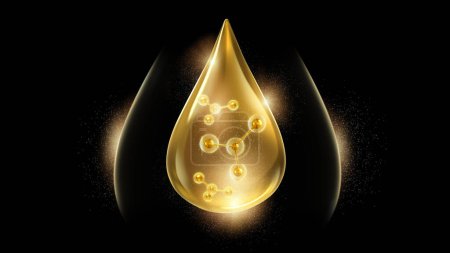 Foto de Serum liquid drop, Cosmetic oil Essence molecule inside, Beauty product advertising, 3d rendering. - Imagen libre de derechos