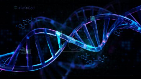 Science Biotechnology, DNA  chromosome, 3D rendering.