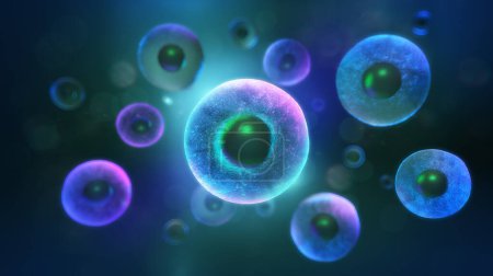 3D-Rendering embryonaler Stammzellen Therapieinnovation, medizinisches Hintergrundkonzept.