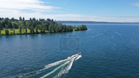 Photo for Beautiful aerial view of Lake Washington Seattle Washington near to Mercer Island - Royalty Free Image