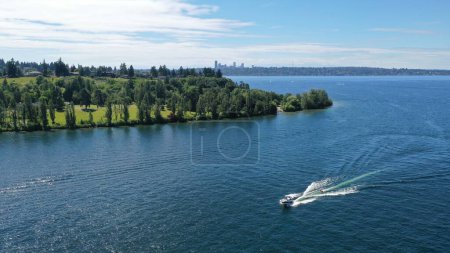 Photo for Beautiful aerial view of Lake Washington Seattle Washington near to Mercer Island - Royalty Free Image