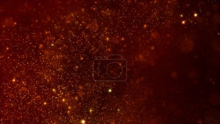 Photo for Golden red rich abstract magic stars particles lights swirl loop background. Detailed horizontal luxury and glamor 3D illustration backdrop. Glowing swarm of amber sparks for luxury product shot. - Royalty Free Image
