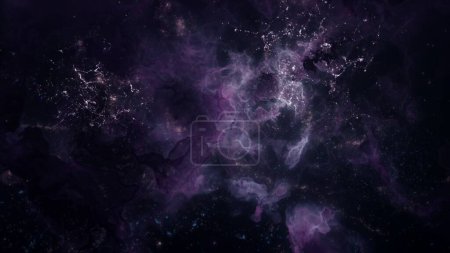 Foto de Mística galaxia hostil cúmulo estelar en el espacio profundo alienígena. Concepto de ciencia ficción ilustración de infinita nebulosa de gas interestelar y cuerpos celestes cósmicos brillando en la eternidad. Temor cósmico de gran alcance - Imagen libre de derechos