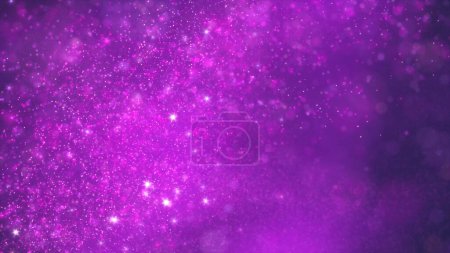 Photo for Abstract ambient swirling luminous purple particles flyer background. Relaxing concept 3D illustration wallpaper backdrop. Magic psychedelic shimmering sparkle dust showcase and copy space backplate - Royalty Free Image