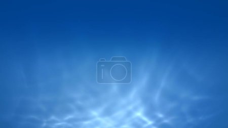 Foto de Plain blanco puro agua de la piscina natural cáusticos reflejados en la placa posterior de gradiente azul. Concepto Fondo de ilustración 3D con rayos brillantes claros como placa de fondo de plantilla de espacio de copia de escaparate vacía. - Imagen libre de derechos
