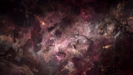 Téléchargez les photos : Mystique amas d'étoiles galactiques hostiles dans l'espace lointain extraterrestre. Concept de science-fiction illustration de nébuleuse interstellaire infinie de gaz et de corps célestes cosmiques rayonnant dans l'éternité. Vue d'ensemble de la crainte cosmique - en image libre de droit
