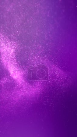 Téléchargez les photos : Abstrait ambiant tourbillonnant lumineux violet particules flyer fond. Concept vertical Fond d'écran illustration 3D. Vitrine de poussière scintillante psychédélique magique scintillante et plaque arrière d'espace de copie - en image libre de droit