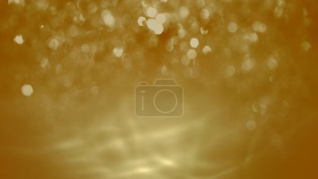 Foto de Resumen dorado naranja brillante agua bokeh brillo fondo maqueta. Concepto Ilustración 3D para la placa posterior de paquete de productos de escaparate de lujo. Elegante plantilla de telón de fondo de temporada festiva. - Imagen libre de derechos