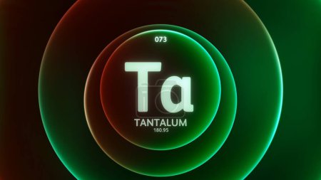 Photo for Tantalum as Element 73 of the Periodic Table. Concept illustration on abstract green red gradient rings seamless loop background. Title design for science content and infographic showcase display. - Royalty Free Image
