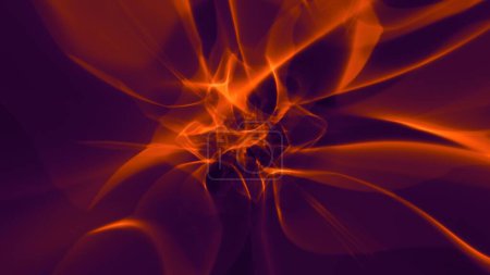 Photo for Abstract orange plasma nebula energy force field on purple background. Concept generative art 3D illustration backdrop of psychedelic evolving gradient flare graphic backplate copy space design element - Royalty Free Image