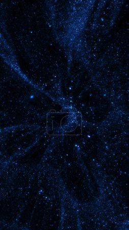 Photo for Blue vertical abstract futuristic sparkling cosmic star particle background. 3D illustration design backplate with copy space. Space exploration and technology stage backdrop with magic pixie dust. - Royalty Free Image