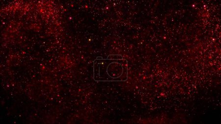 Téléchargez les photos : Un essaim abstrait de particules rouges d'étoiles de flottabilité liquide. Élégantes lumières cosmiques festives fond d'illustration 3D. Vertical magie vacances toile de fond et scintillement poussière de fée ralenti fond d'écran. - en image libre de droit