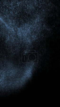 Photo for Abstract ambient swirling luminous silver particles flyer background. Vertical concept 3D illustration wallpaper backdrop. Magic psychedelic shimmering sparkle dust showcase and copy space backplate - Royalty Free Image