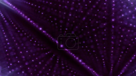 Foto de Púrpura abstracto brillante patrón de matriz de puntos digitales en el elegante espacio oscuro. Ilustración 3D de la malla de partículas de punto de datos decorativos brillantes. Experiencia tecnológica futurista para la seguridad de la red de almacenamiento. - Imagen libre de derechos