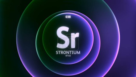 Photo for Strontium as Element 38 of the Periodic Table. Concept illustration on abstract green purple gradient rings seamless loop background. Title design for science content and infographic showcase display. - Royalty Free Image