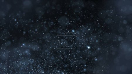 Téléchargez les photos : Un essaim abstrait de particules d'étoiles de flottabilité liquide argentées. Élégantes lumières cosmiques festives fond d'illustration 3D. Vertical magie vacances toile de fond et scintillement poussière de fée ralenti fond d'écran. - en image libre de droit