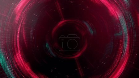 Photo for Futuristic Red and Dark Artificial Intelligence Dashboard Design Background. Concept 3D illustration for abstract geometric dark cyber HUD backplates or digital festival event and vj backdrop. - Royalty Free Image