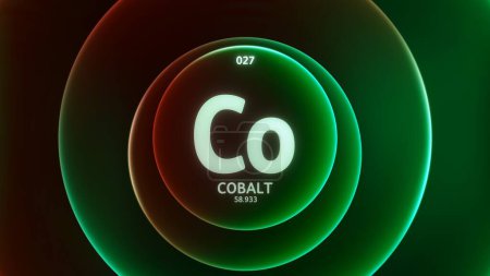 Photo for Cobalt as Element 27 of the Periodic Table. Concept illustration on abstract green red gradient rings seamless loop background. Title design for science content and infographic showcase display. - Royalty Free Image