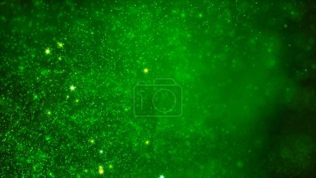 Photo for Abstract ambient VJ loop background of swirling luminous green particles. Relaxing concept 3D animation wallpaper backdrop. Magic psychedelic shimmering sparkle dust showcase and copy space backplate. - Royalty Free Image