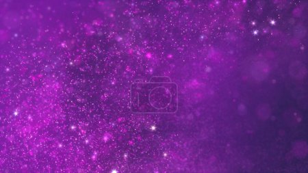 Photo for Abstract ambient swirling luminous purple particles flyer background. Relaxing concept 3D illustration wallpaper backdrop. Magic psychedelic shimmering sparkle dust showcase and copy space backplate - Royalty Free Image