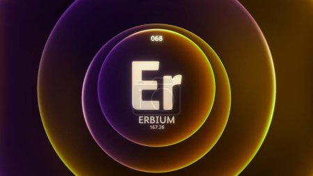 Photo for Erbium as Element 68 of the Periodic Table. Concept illustration on abstract orange purple gradient rings seamless loop background. Title design for science content and infographic showcase display. - Royalty Free Image