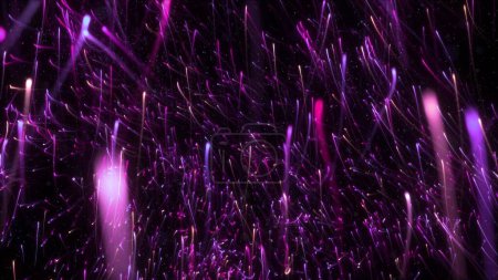 Photo for Purple pink swarm of rising glowing particle light streaks. Festive shiny luxury product showcase. Soft elegant futuristic ambient and celebration backdrop. 3D illustration banner wallpaper background. - Royalty Free Image