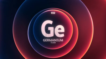 Photo for Germanium as Element 32 of the Periodic Table. Concept illustration on abstract red blue gradient rings seamless loop background. Title design for science content and infographic showcase display. - Royalty Free Image